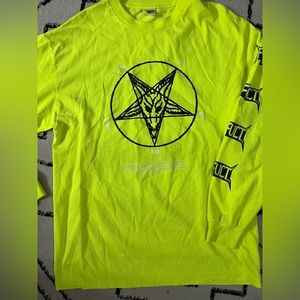 FTP X FUCT neon yellow long sleeve star tee RARE Large